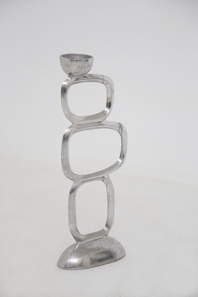 Scultura in Acciaio con Elementi Ovali