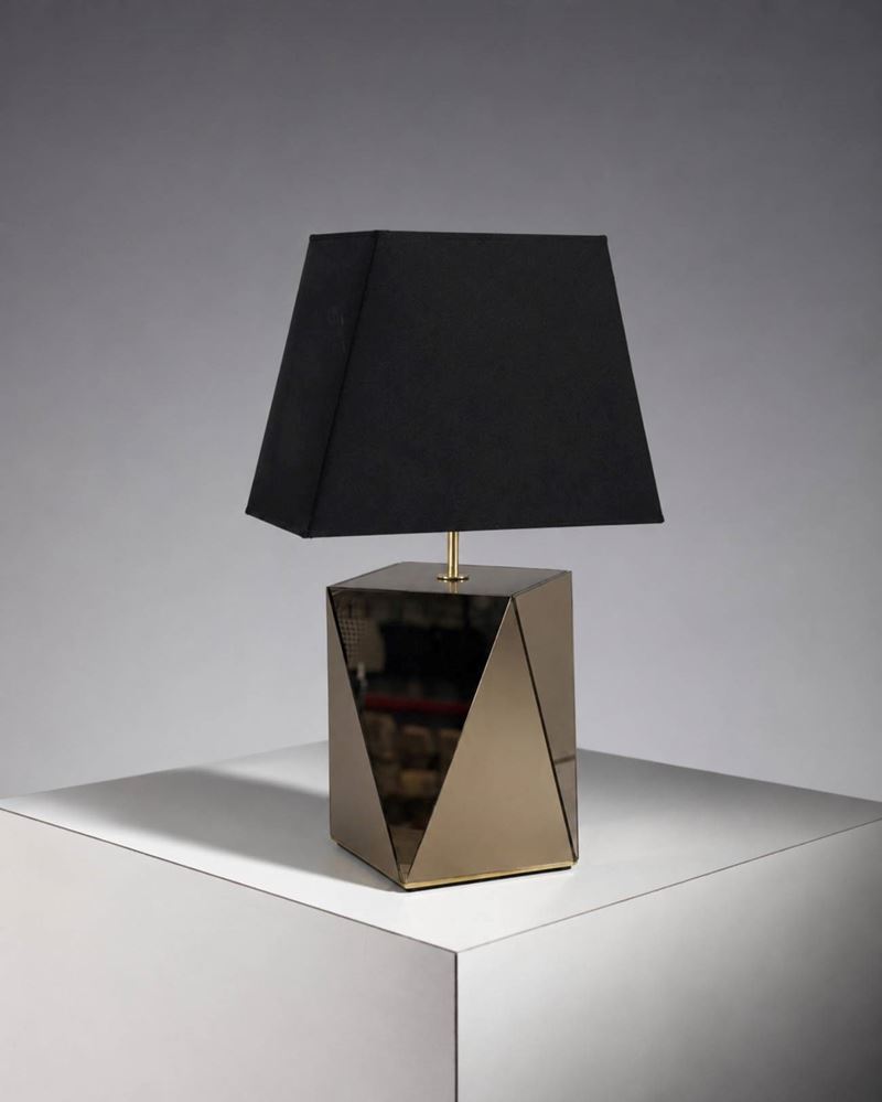 Manifattura Italiana - Lampada da tavolo in specchio e ottone