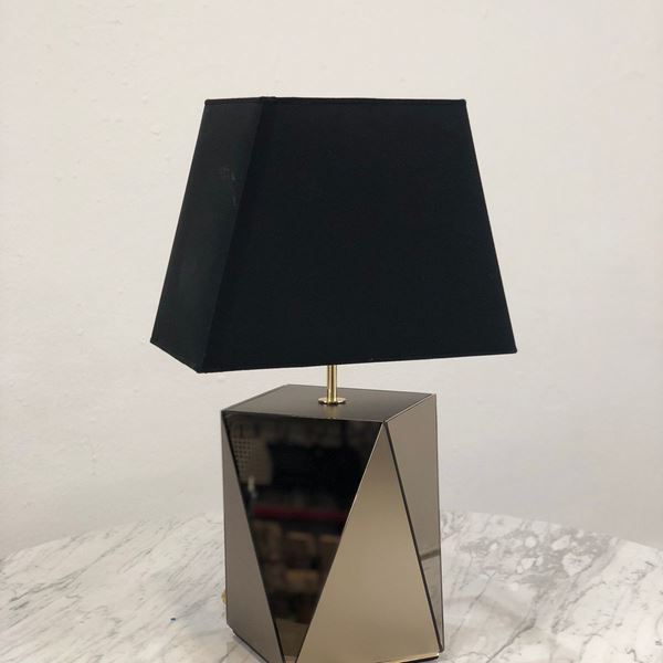 Lampada da tavolo vintage con vetro specchiato e satinato