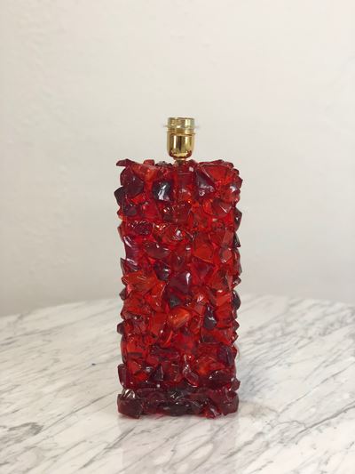 Lampada da Tavolo con Base in Vetro Rosso