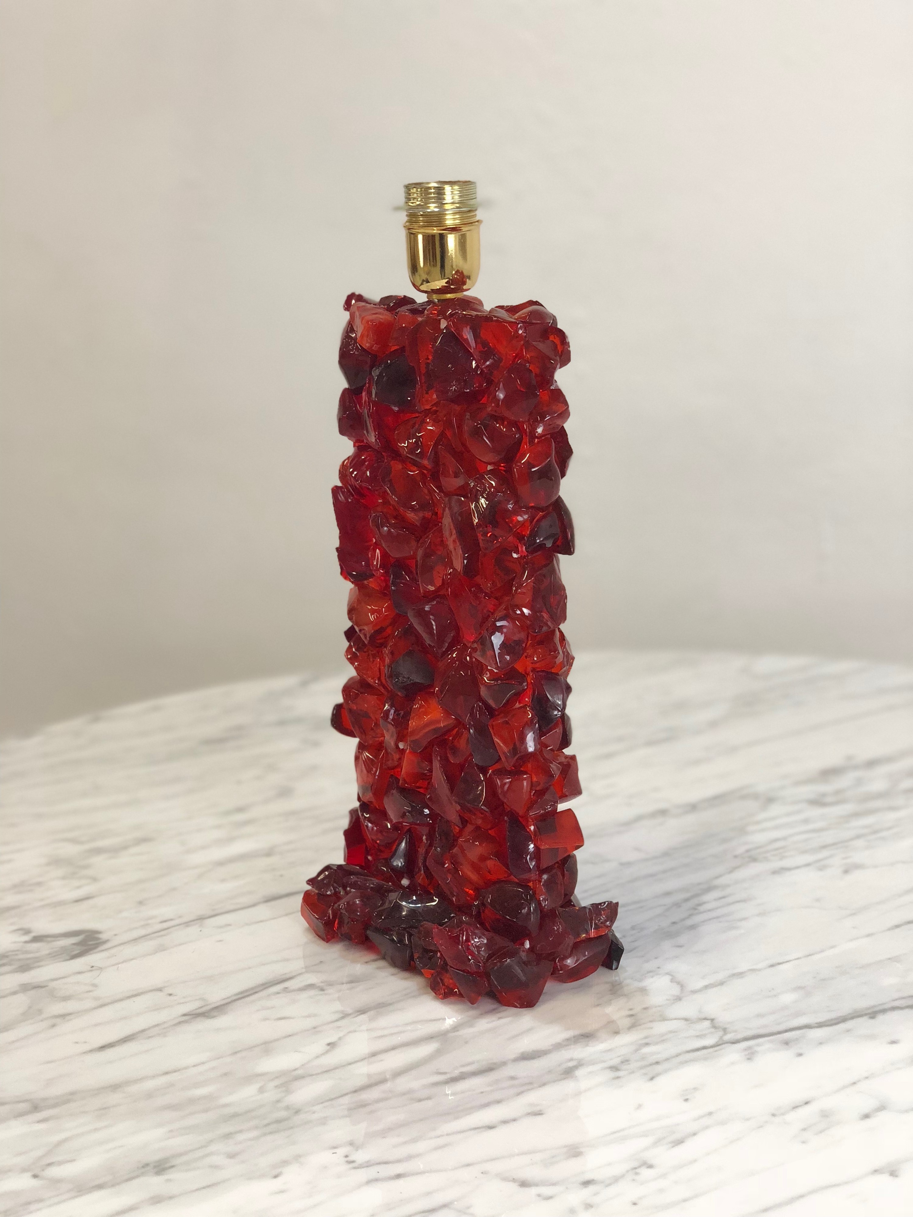 Lampada da Tavolo con Base in Vetro Rosso