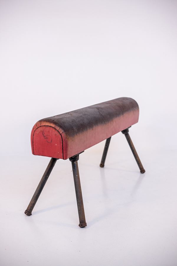 Manifattura Italiana - Italian red leather and iron gymnastics horse
