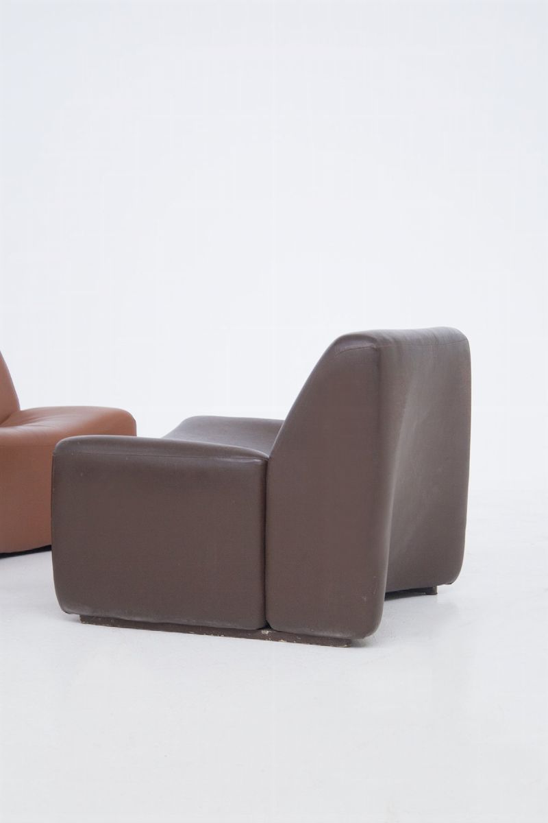 Divano Vintage Italiano a Quattro Moduli in similpelle Marrone