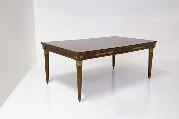 Empire table in wood and brass