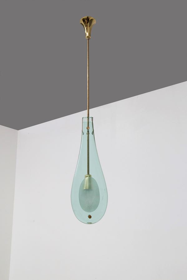 Max Ingrand - Max Ingrand Glass and brass chandelier for Fontana Arte