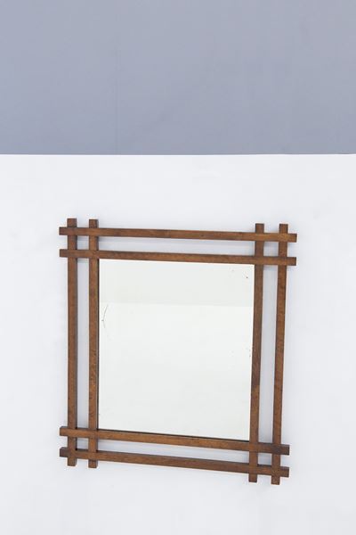 Specchio in Legno Attribuito Ad Ettore Sottsass