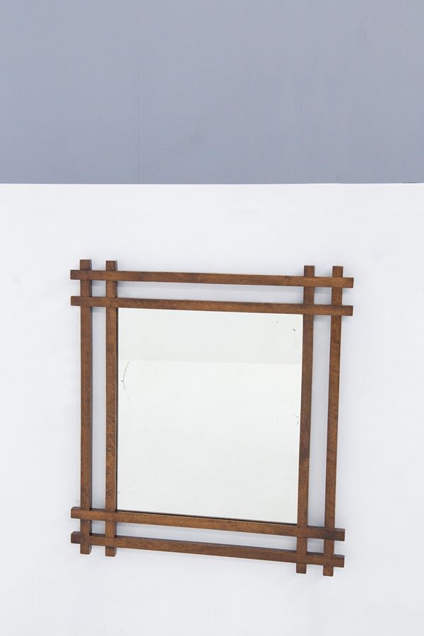 Ettore Sottsass - Wooden mirror attributed to Ettore Sottsass