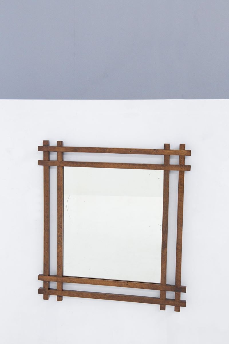 Specchio in Legno Attribuito Ad Ettore Sottsass