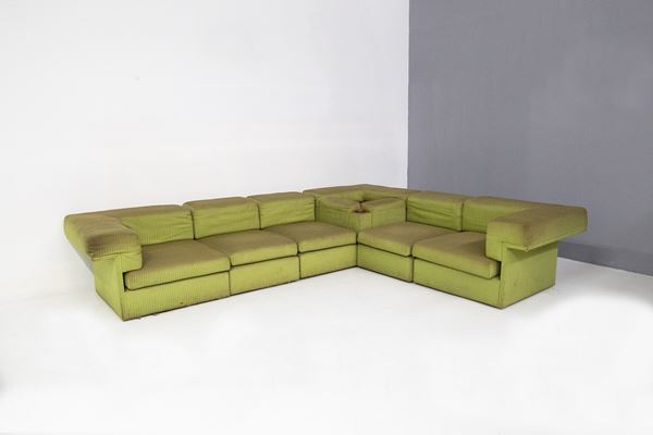 Modular sofa with beverage compartment, Faleschini manufacture.