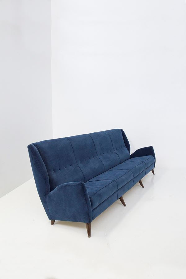 Gio Ponti - Gio Ponti Vintage Blue Velvet Sofa for Isa Bergamo
