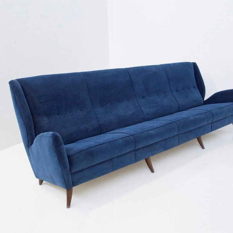 Divano in Velluto Blu Vintage Gio Ponti per Isa Bergamo