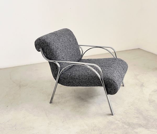 Vittorio Gregotti - VITTORIO GREGOTTI. Metal and fabric armchair. 50s