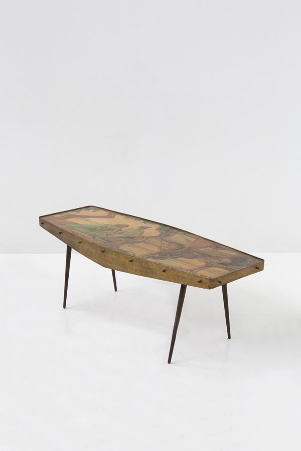 Coffee table by Felix de Cavero and Attilio Aloisi, Decalage Group. Signed 