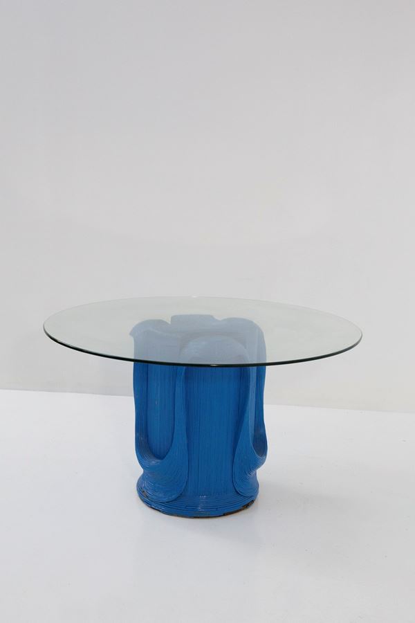 Southern Nurseries rattan and glass table. 