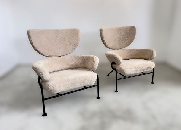 Franco Albini - Model PL19 Lounge Chairs by Franco Albini for Poggi, 1950s, Set of 2