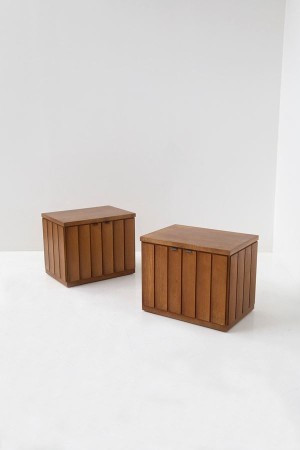 Paolo Buffa Pair of bedside tables prod. Arrighi in wood with label