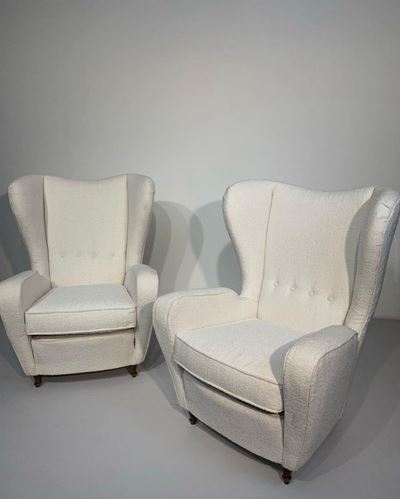 Pair Armchairs in Bouclé