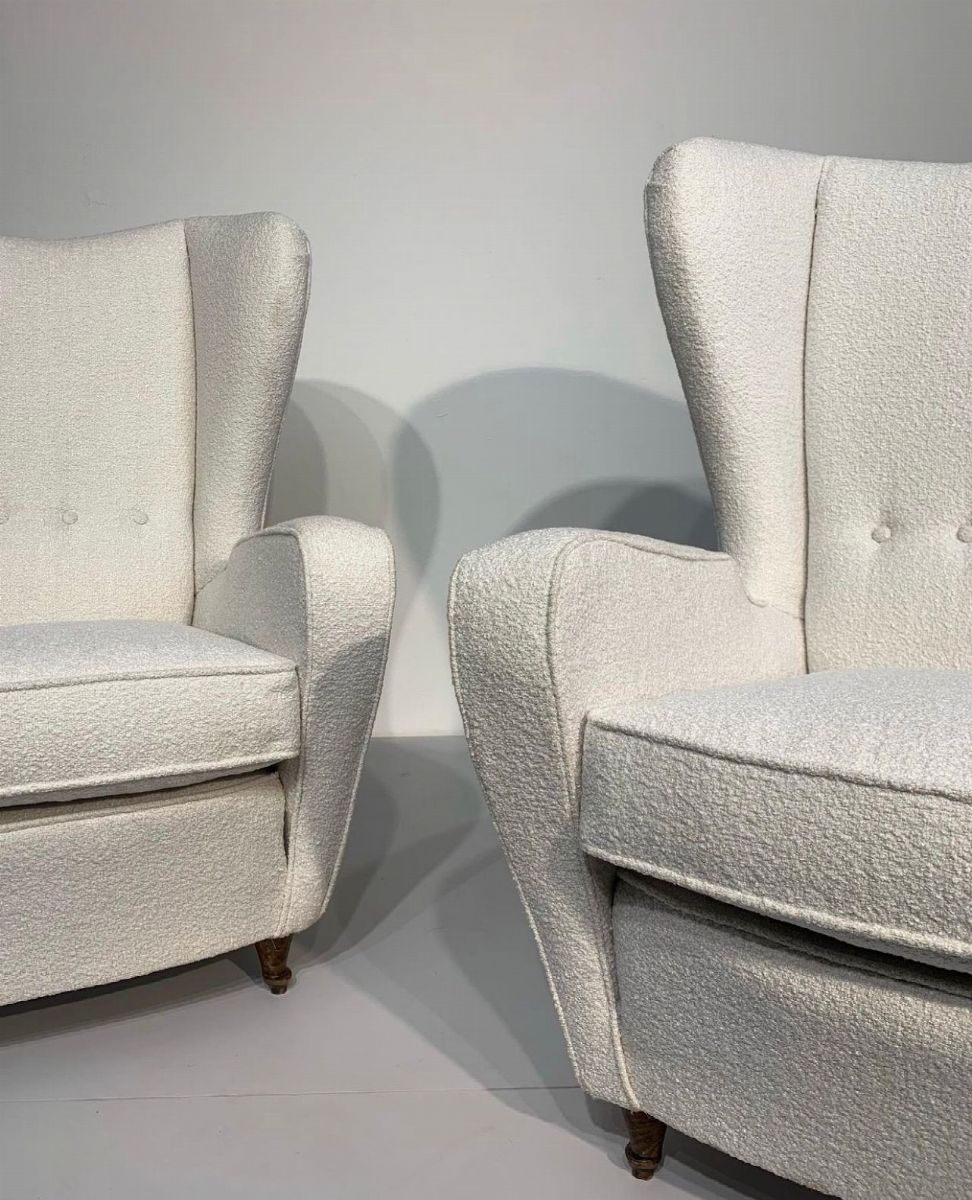 Pair Armchairs in Bouclé