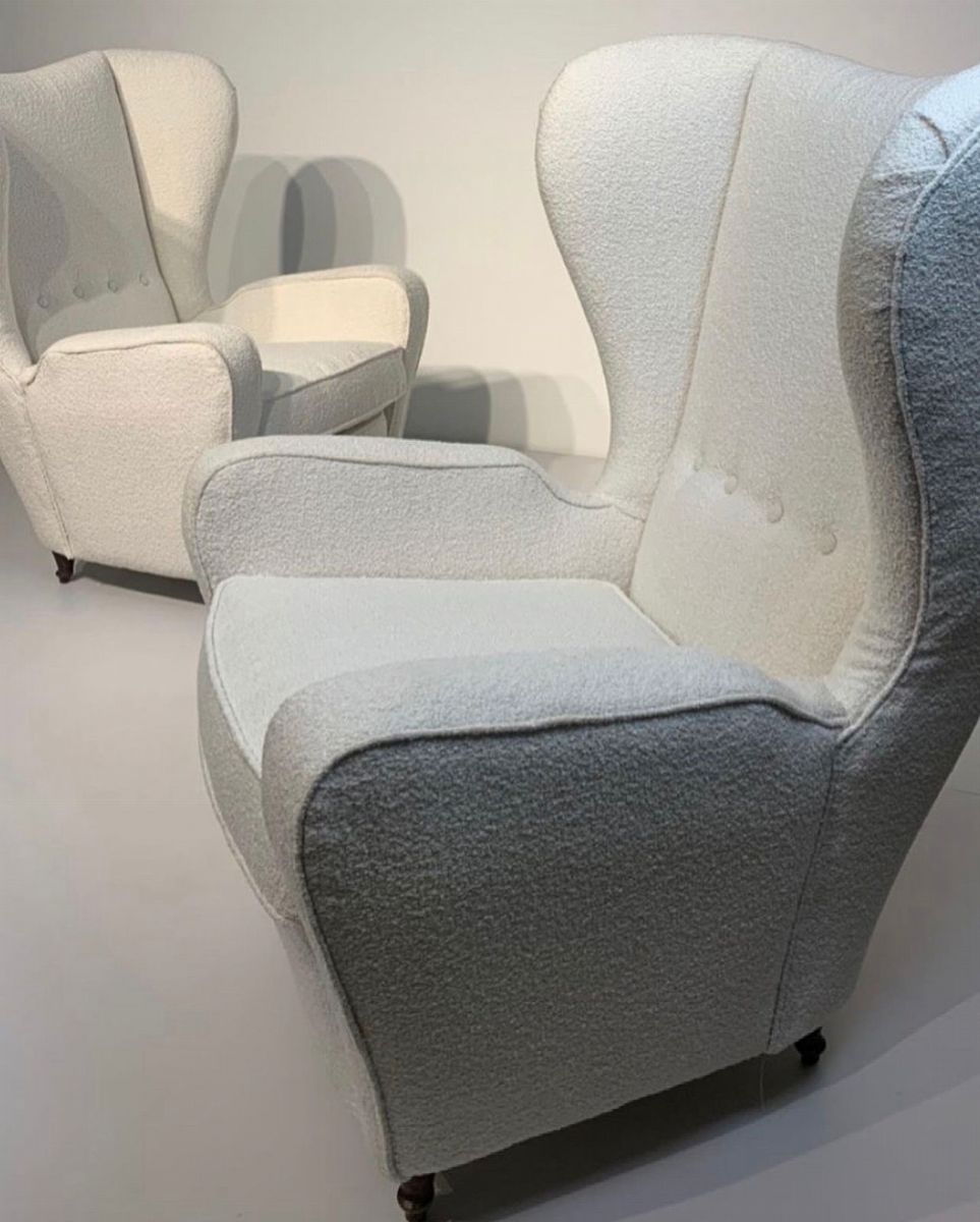 Pair Armchairs in Bouclé