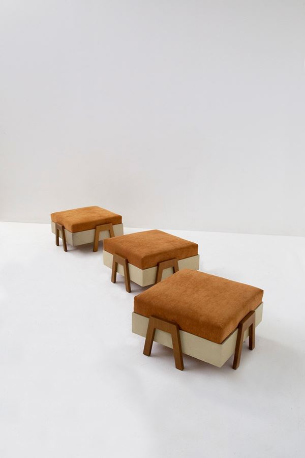 Angelo Mangiarotti - Set di 3 pouf contenitori attr. Angelo Mangiarotti
