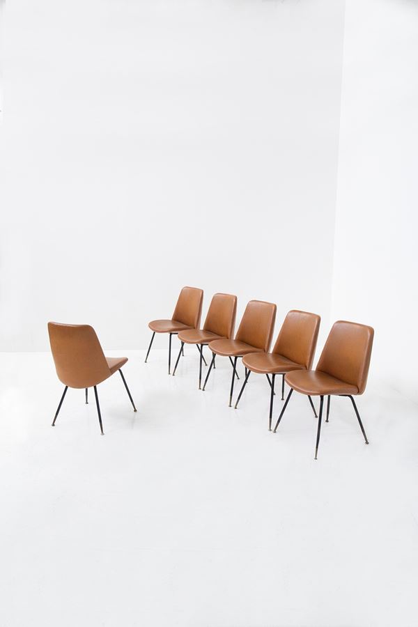 Gastone Rinaldi - Set di 6 sedie modello "DU 22" attr. Gastone Rinaldi per Rima