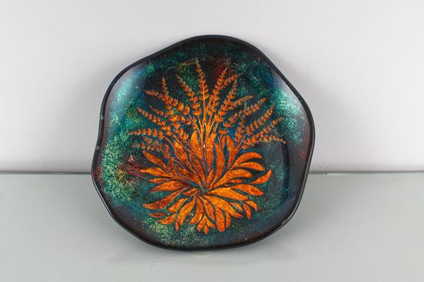 Erwin Walter  Burger - Molded glass centerpiece by Erwin Walter Burger, Signature and label on bottom