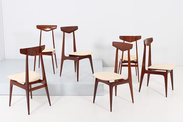 Angelo Mangiarotti - Set di 6 sedie dal design geometrico attr. a Angelo Mangiarotti, produzione italiana.