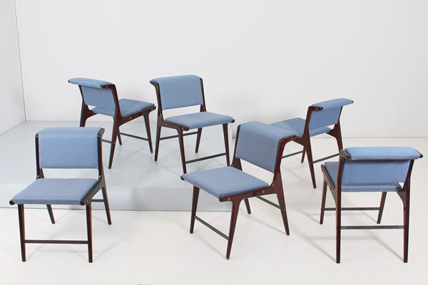 Ezio Minotti - Set di sei sedie dal disegno geometrico di Ezio Minotti.