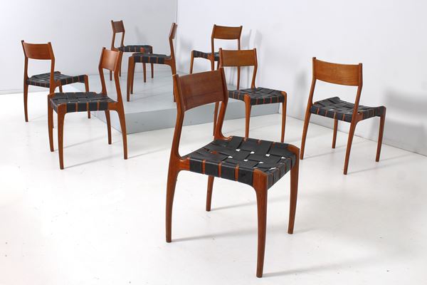 Set of 8 chairs model "Havana" by Gessef for Consorzio Sedie Friuli.
