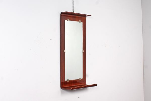 Mirror with shelf in curved plywood, HOME Torino production