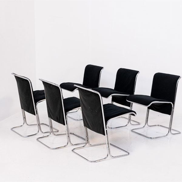 Italian Chairs by Antonio Ari Colombo for Arflex Mod. Calla in Black Velvet