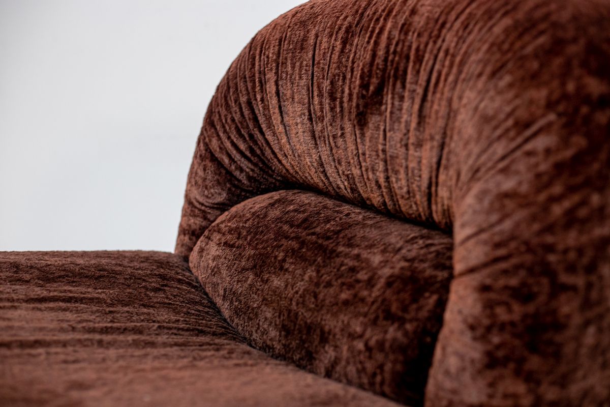 Pair of Italian Armchairs Space Age in Brown Alkantara