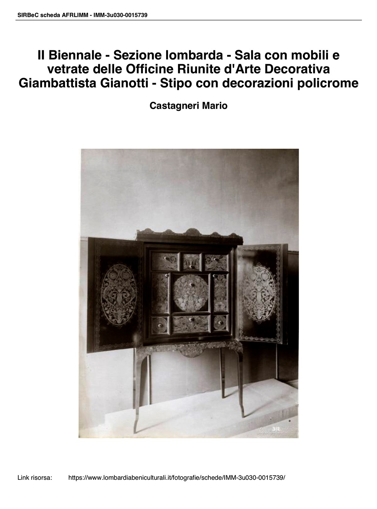 Giambattista Gianotti - Mobile a Cineserie, Pezzo Unico