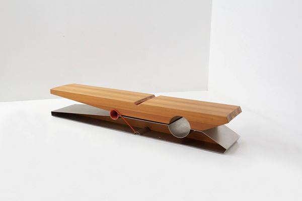 Bench Model Molletta Attributed to Riva in Metal and Wood