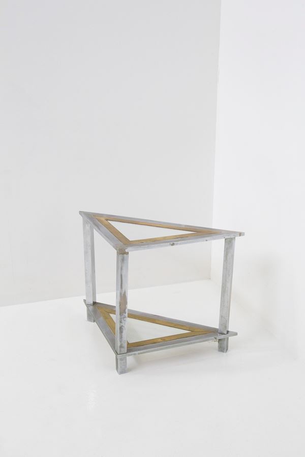 Console ad angolo in metallo e ottone