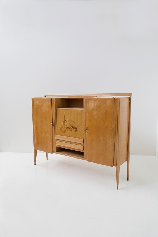 Ico Parisi - Wood and brass sideboard attr. Ico Parisi 