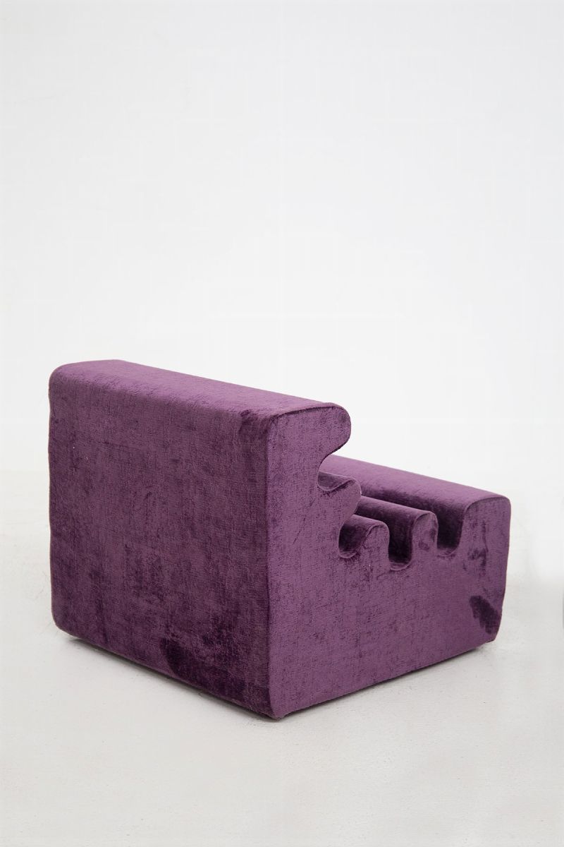 Pair Of "karelia" Armchairs By Liisi Beckmann For Zanotta in Bouclè Purple