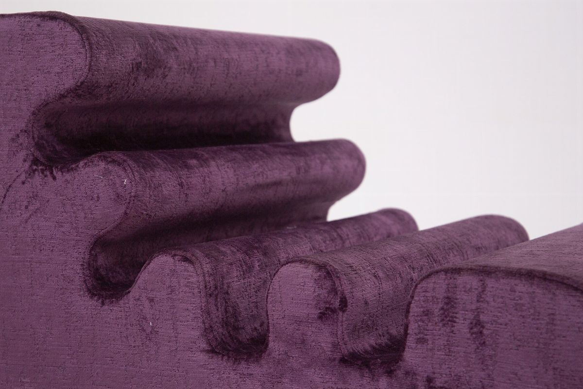 Pair Of "karelia" Armchairs By Liisi Beckmann For Zanotta in Bouclè Purple