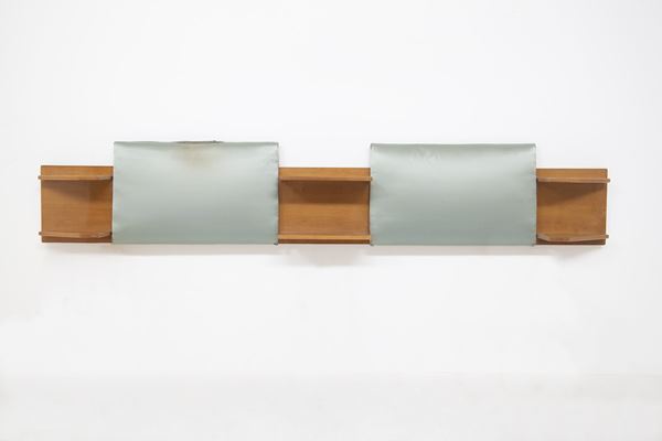 Manifattura Italiana - Vintage Headboard of Two Single Beds in Wood and Fabric