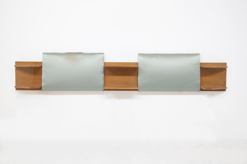 Testate di due letti singoli in legno e tessuto