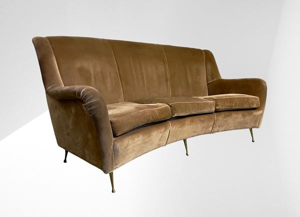 Curved velvet sofa, Italian manufacture