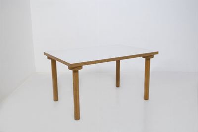 Enzo Mari Vintage Small Table in Wood With White Top