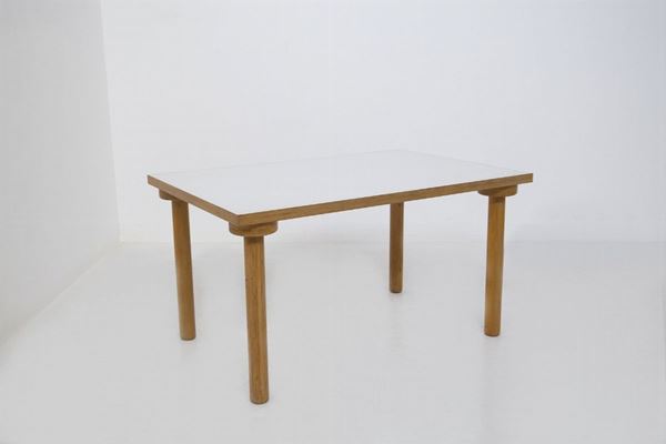 Enzo Mari Vintage Small Table in Wood with White Top