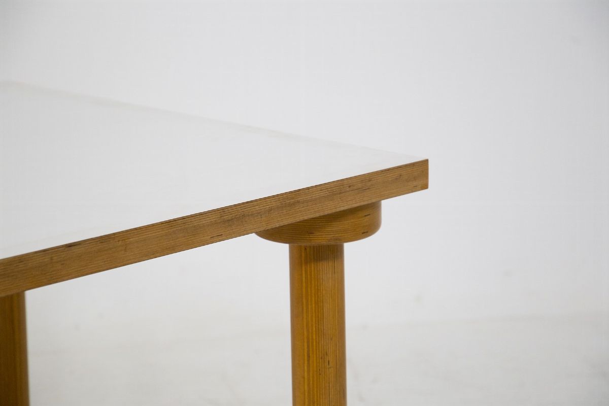 Enzo Mari Vintage Small Table in Wood With White Top