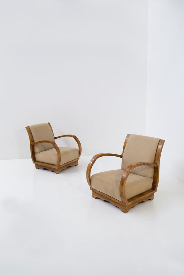 Manifattura Italiana - Rare pair of armchairs