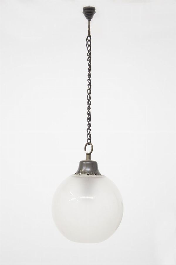 Luigi Caccia Dominioni - Boccia Ceiling Chandelier by Luigi Caccia Dominioni in Frosted Glass