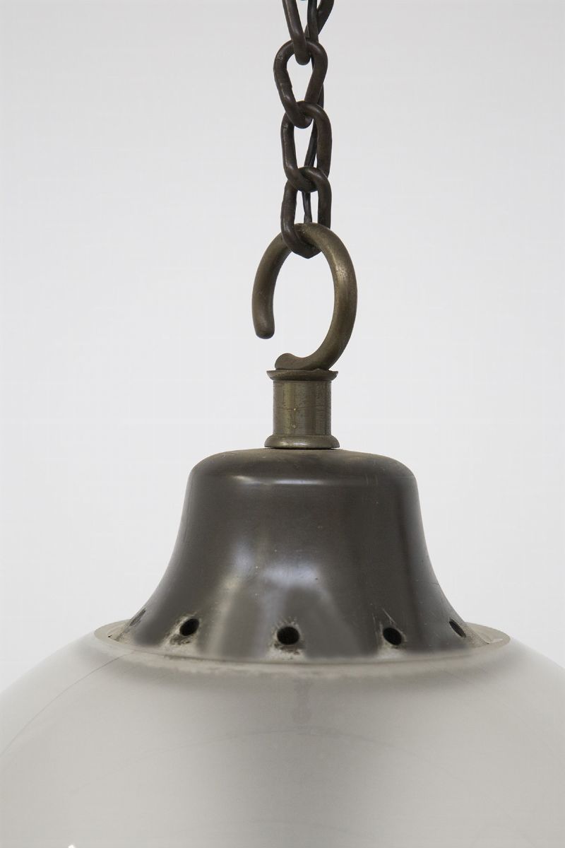 Boccia Ceiling Chandelier By Luigi Caccia Dominioni in Frosted Glass
