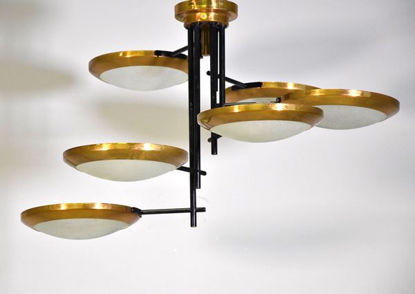 Stilnovo chandelier with 6 diffusers