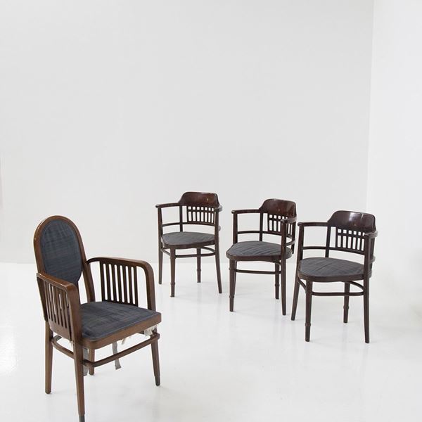 Otto Wagner - Set di Quattro sedie di Otto Wagner per Jacob & Jasef Kohn, etichetta