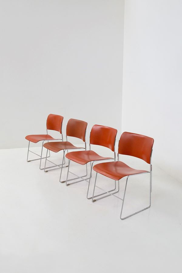 David Rowland - Set of four David Rowland chairs for GF BUSINESS, Label